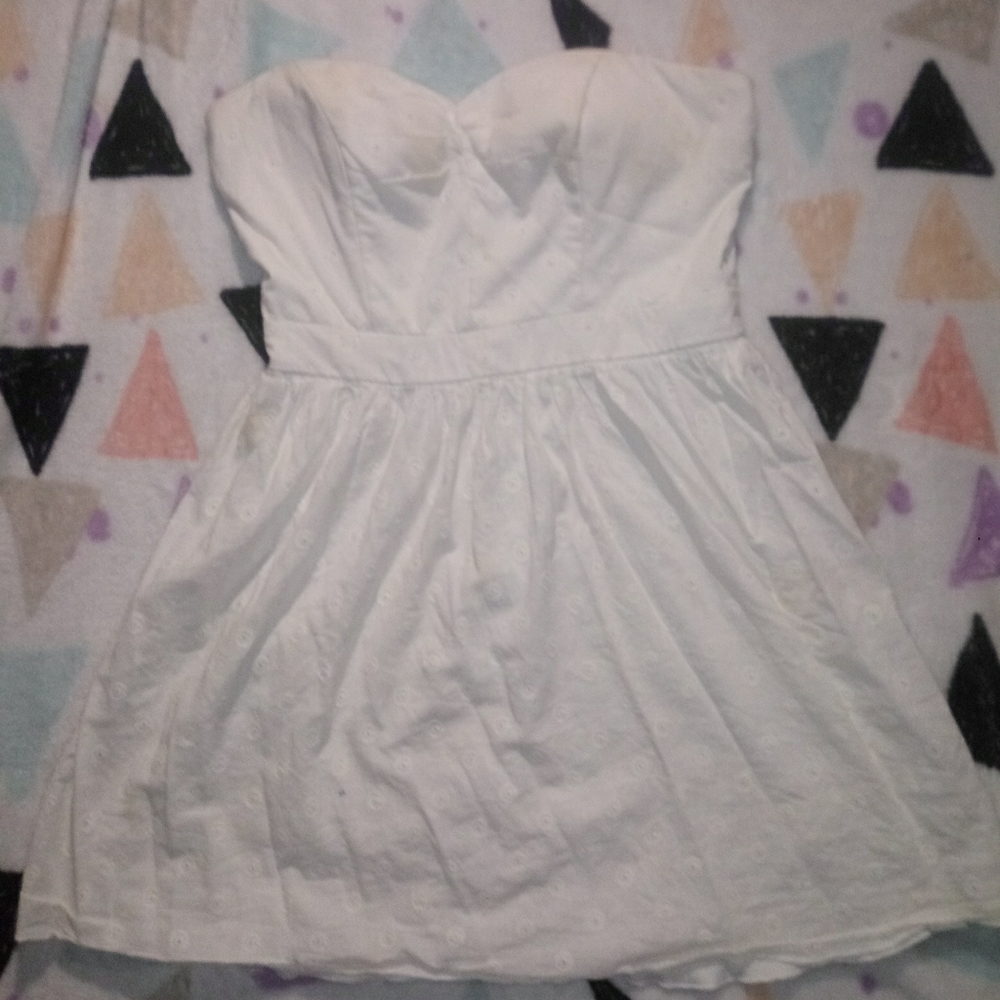 White strapless mini dress